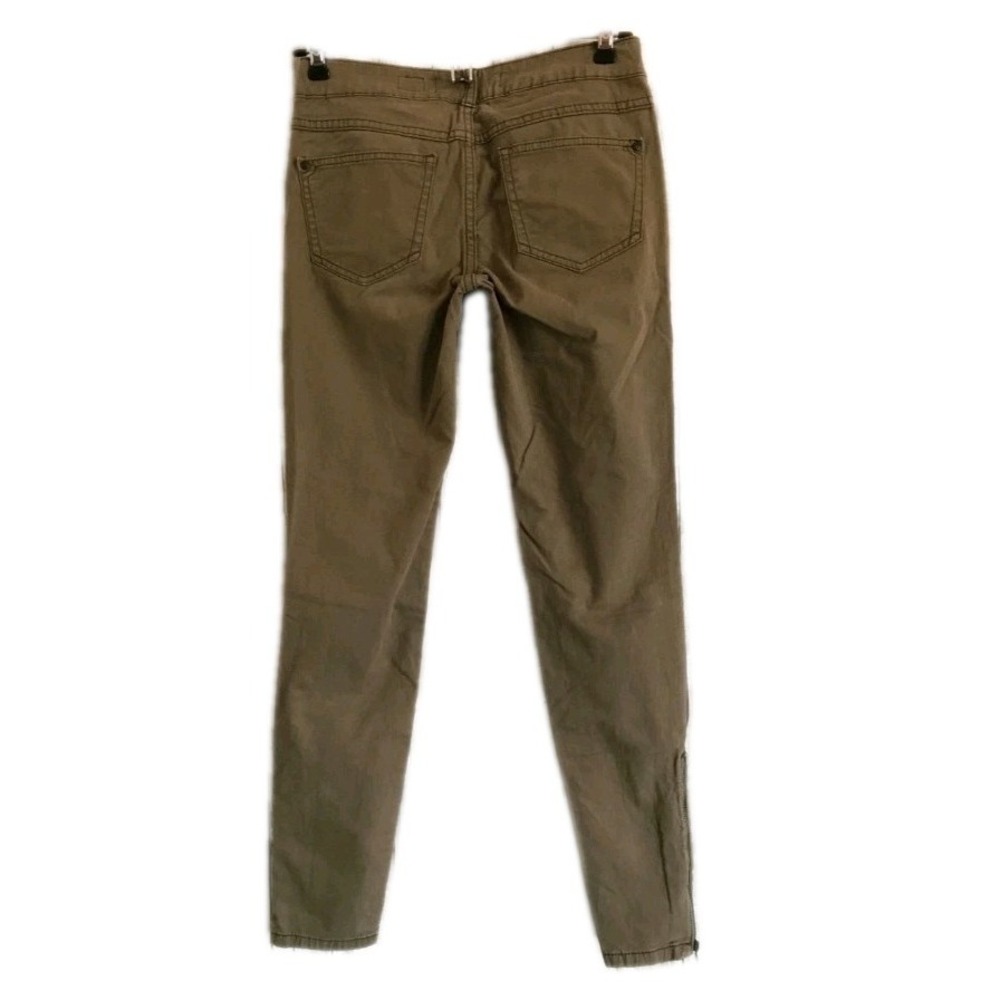 Pilcro and the Letterpress Zip‎ Pocket Moto Pants 29 Olive Green Stretch Utility - Picture 2 of 7